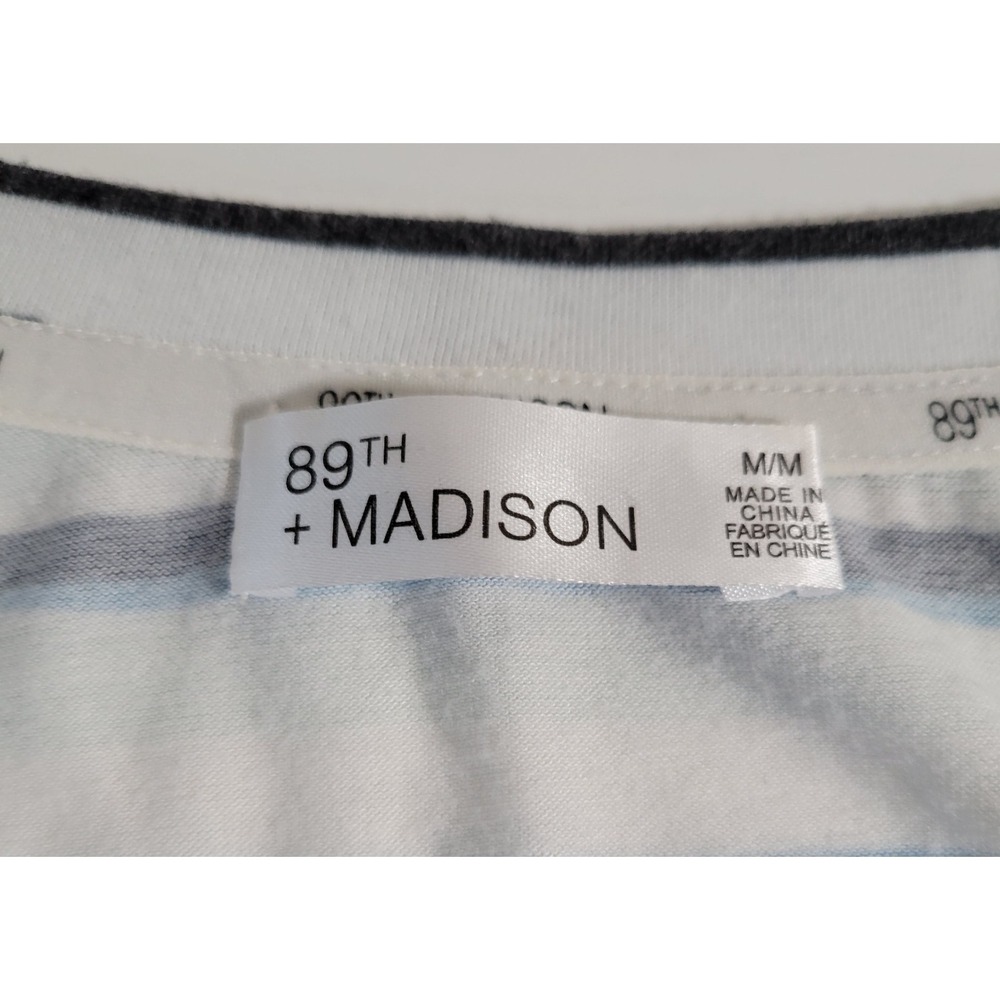 89th and Madison Women's Striped Top Size M Short Sleeve Side Scrunch Tie 1764 - Picture 5 of 6